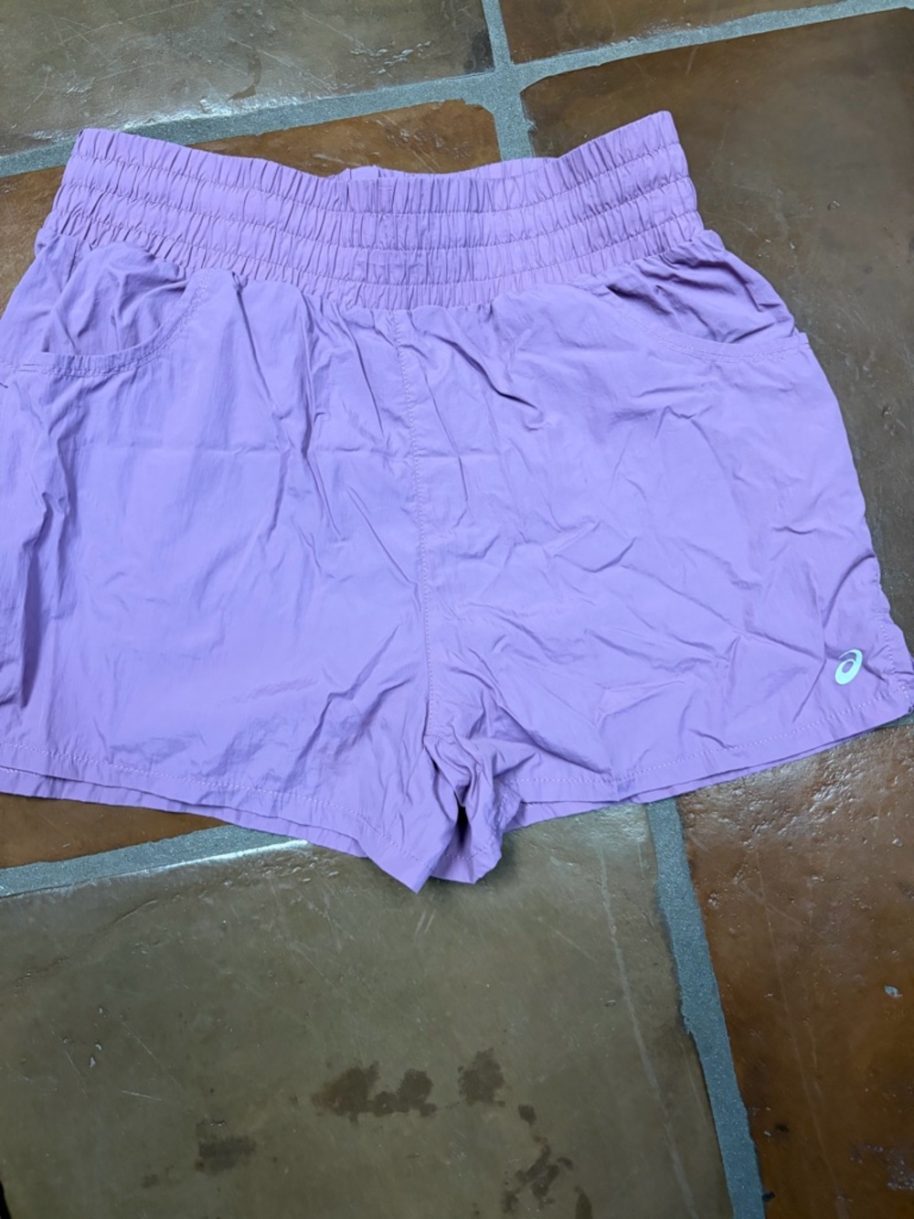 Asics Lavender Athletic Shorts with Elastic Waist